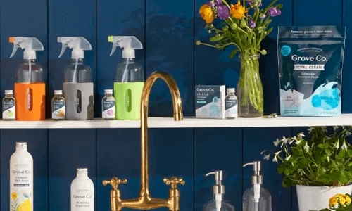 Assorted home cleaning products from Grove Collaborative