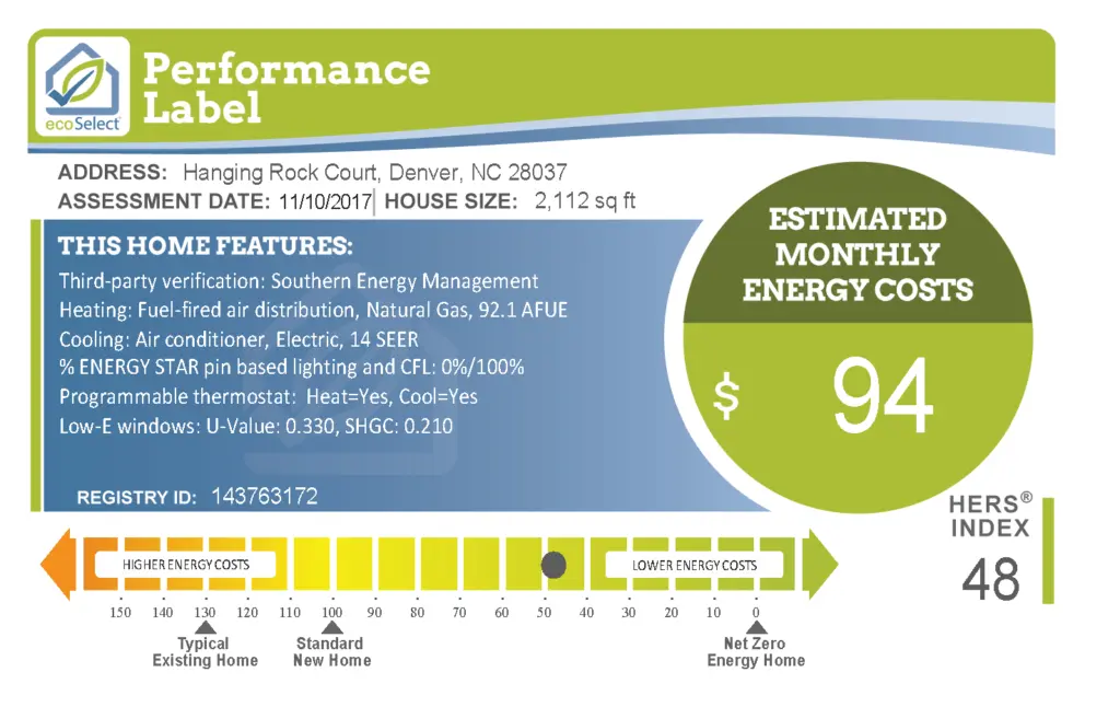 ecoSelect Performance Label for Hanging Rock Court