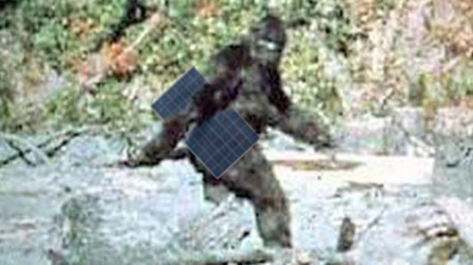 Sasquatch holding a solar panel