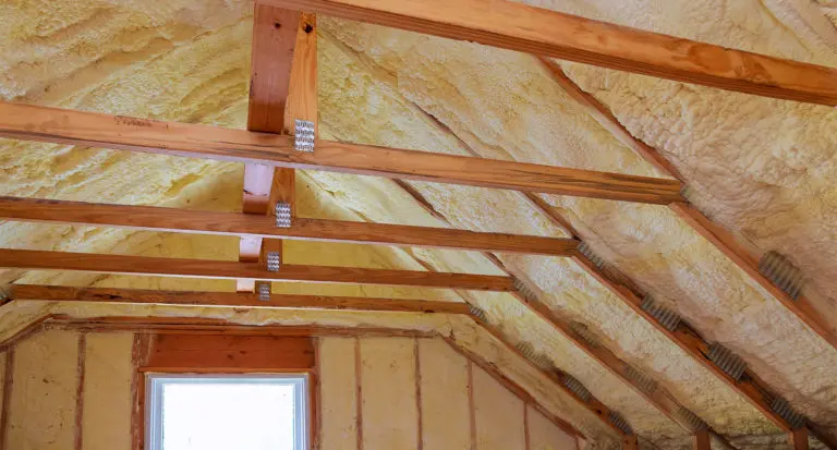 Attic with spray foam insulation